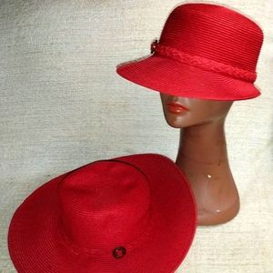 2 NEW RED  SPORT HATS